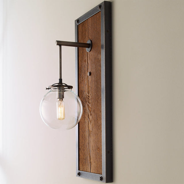 Industrial Wall Sconce Large - Reclaimed Wood & Steel