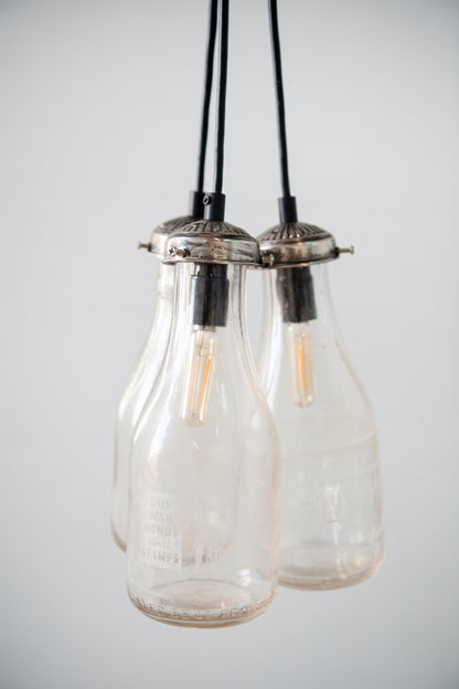 3 Cluster Vintage Milk Bottle Pendant