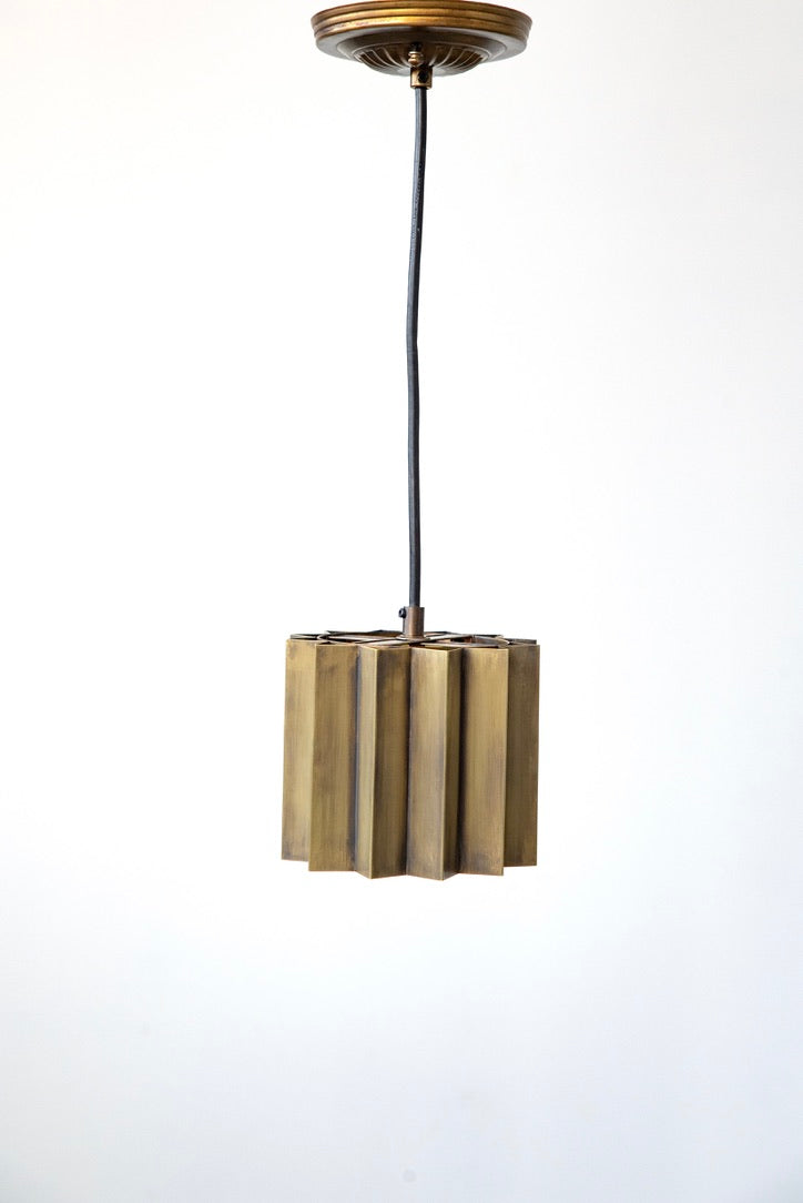 Pleated Brass Pendant