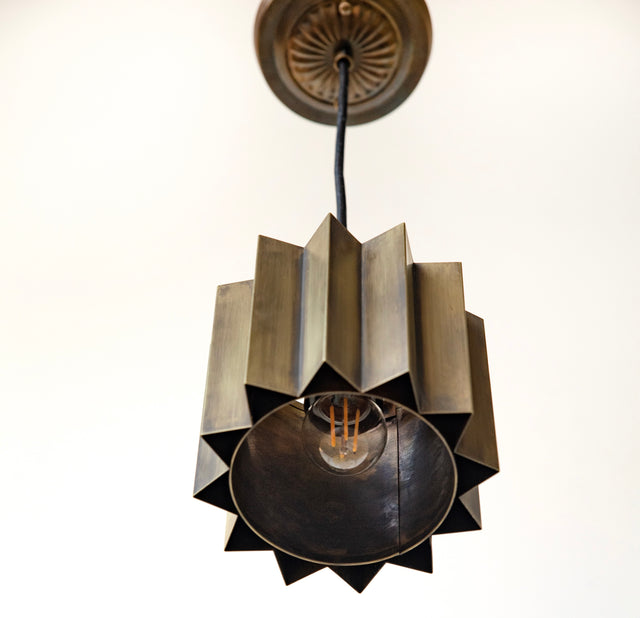 Pleated Brass Pendant