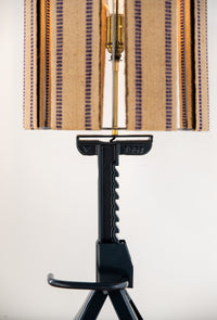 Tate - Jack Stand Table Lamp (Rustic w/ Blue Stripe Ticking Fabric)