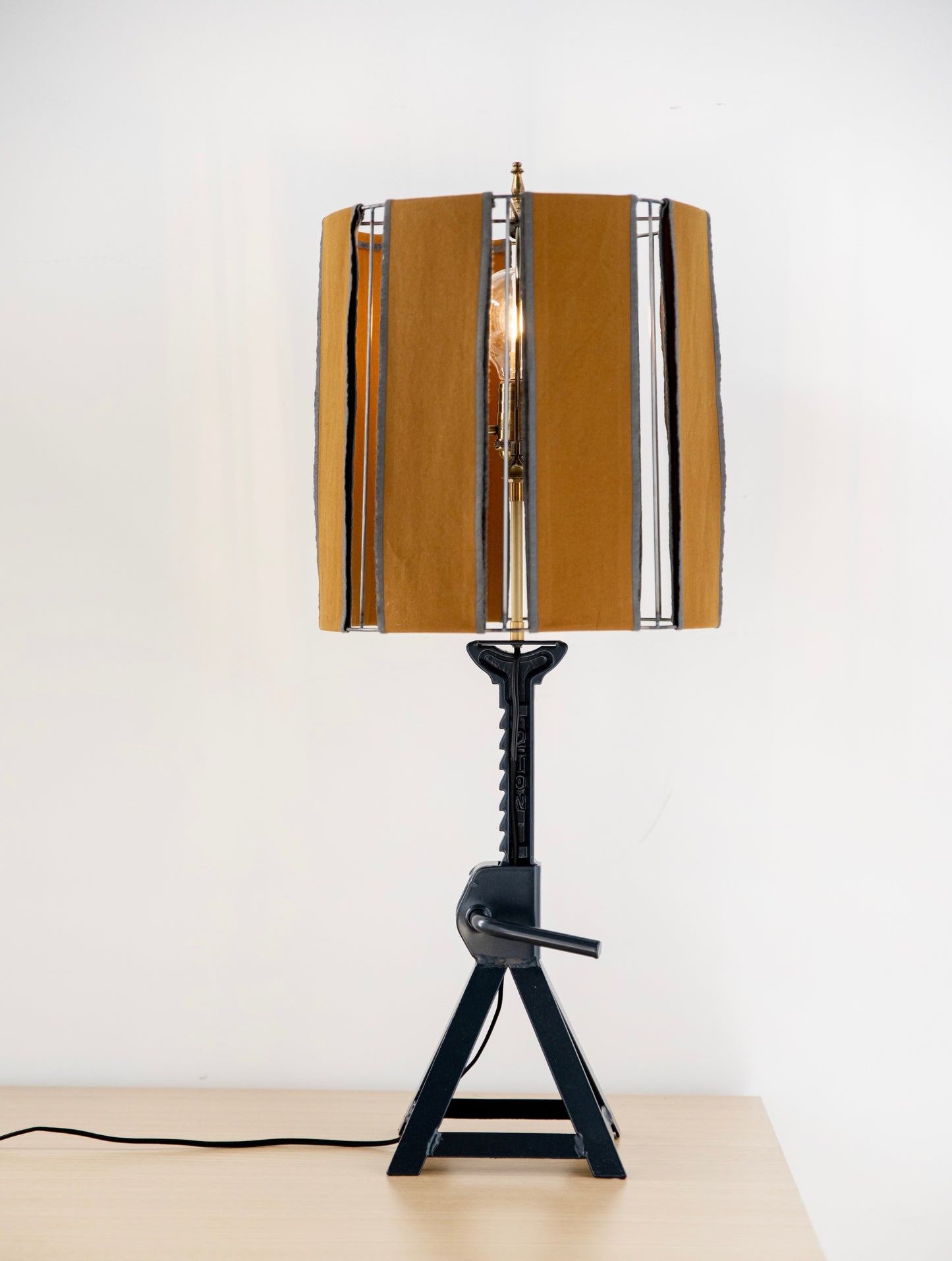 Tate - Reclaimed Jack Stand Table Lamp (Navy Blue and Ochre)