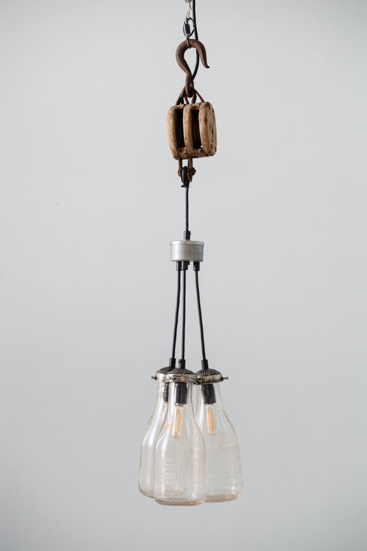 3 Cluster Vintage Milk Bottle Pendant