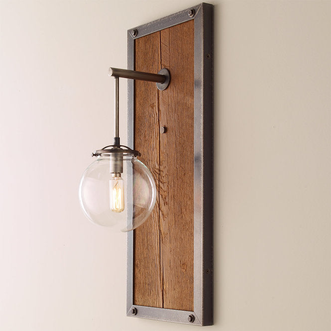 Industrial Wall Sconce Large - Reclaimed Wood & Steel