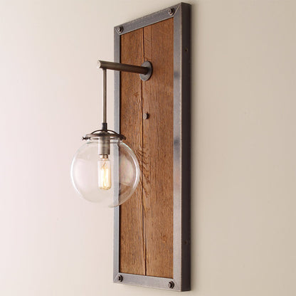 Industrial Wall Sconce Large - Reclaimed Wood & Steel