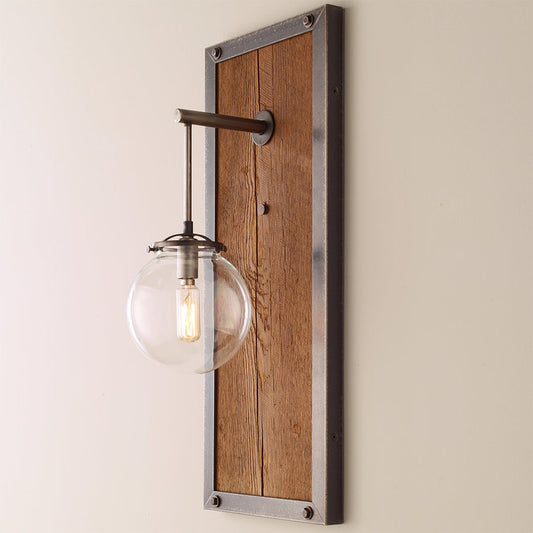 Industrial Wall Sconce Large - Reclaimed Wood & Steel