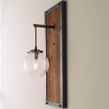Industrial Wall Sconce Large - Reclaimed Wood & Steel